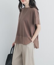 異素材切替えラウンドヘムプルオーバー