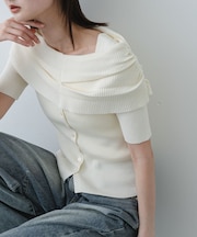 『洗濯可』オフショルリブセーター(半袖)