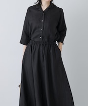 リネン半袖オープンカラーシャツ