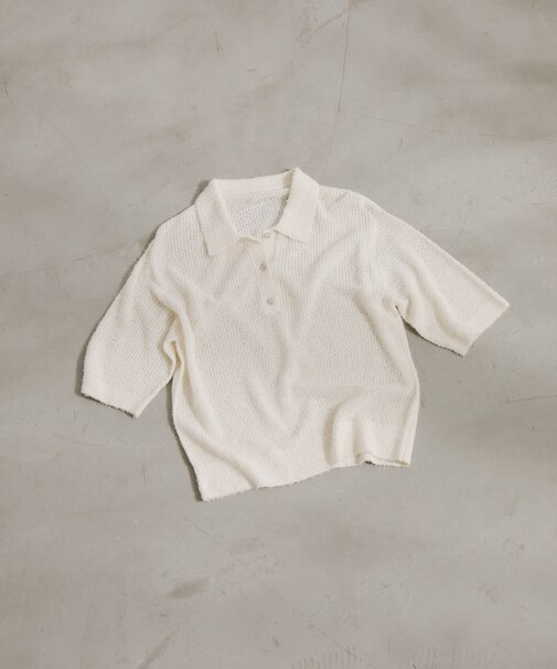 Acetate Mix Collared Knit