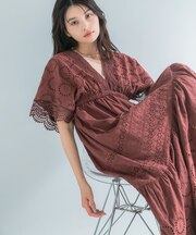 インドコットンエンブロイダリーワンピース