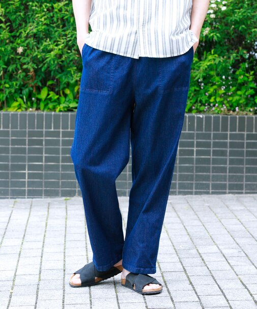 接触冷感デニムイージーパンツ