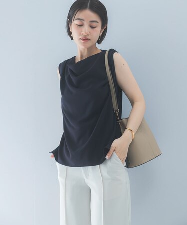 クールタッチ 防シワドレープブラウス