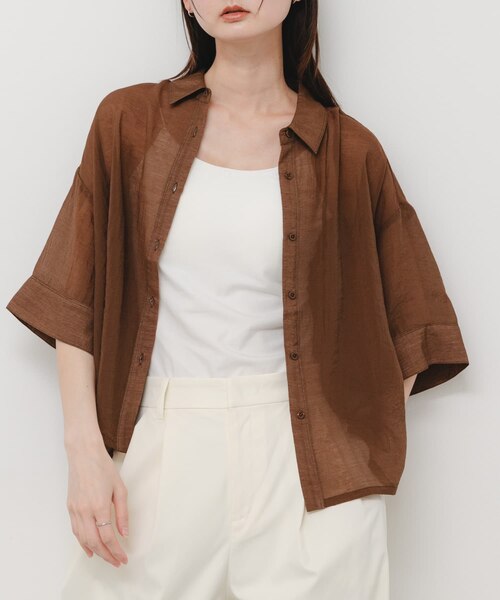 MEER シアーシャツ　美品　フリーサイズ　ブラウン ハーフスリーブルーズシアーシャツ｜アーバンリサーチの通販｜&mall