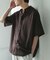バンドカラーショートスリーブ 総柄シャツ