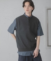 『洗濯可』ヘンリーネックニットベスト