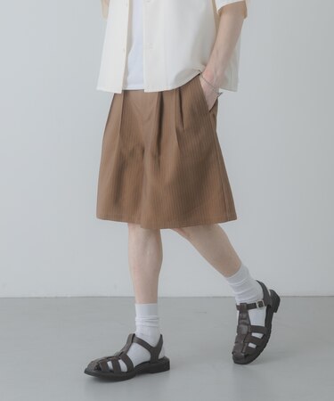 ピンストライプワイドバギーショーツ
