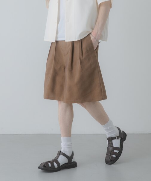 ピンストライプワイドバギーショーツ