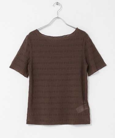 シャーリングシアートップ(5分袖)