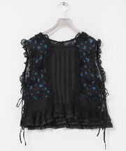 crinkle crinkle crinkle　SHEER FLOWER VEST BLOUSE