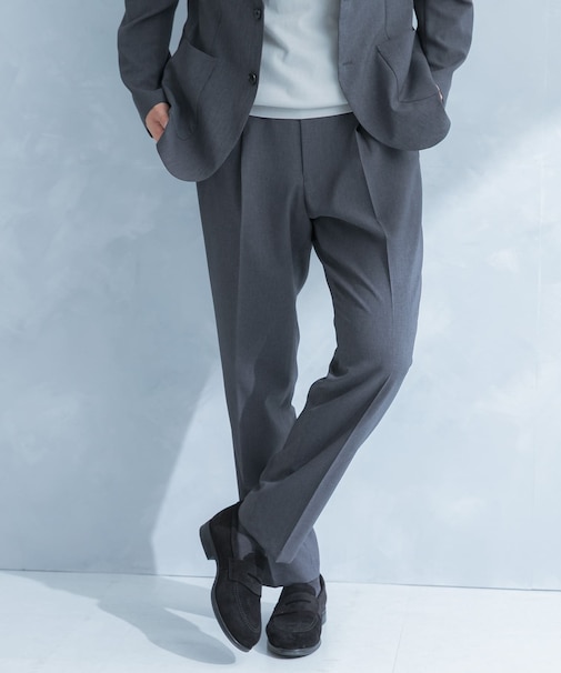 LIFE STYLE TAILOR　リネンライクコンフォータブル1タックパンツ