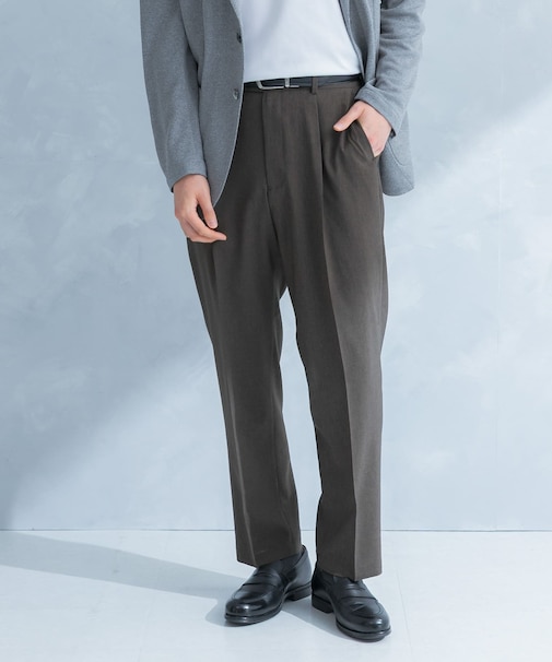 LIFE STYLE TAILOR　リネンライクコンフォータブル1タックパンツ