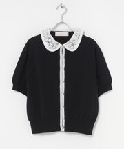 MARILYN MOON　LACE COLOR KNIT CARDIGAN
