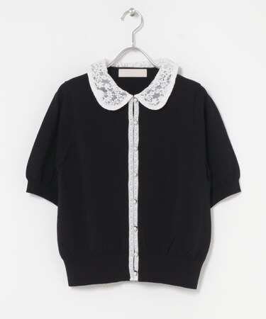 MARILYN MOON　LACE COLOR KNIT CARDIGAN