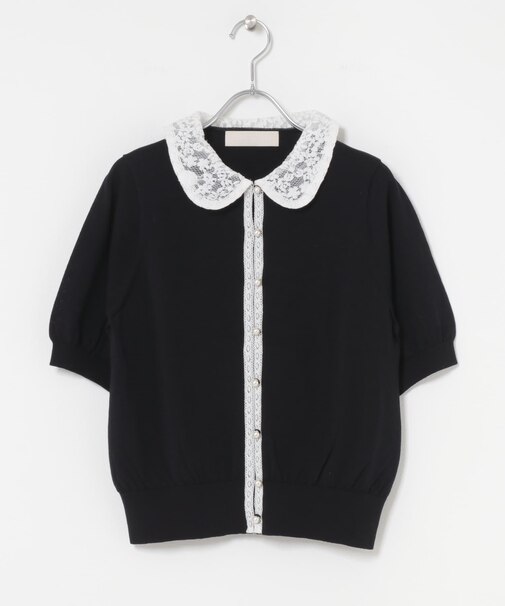 MARILYN MOON　LACE COLOR KNIT CARDIGAN