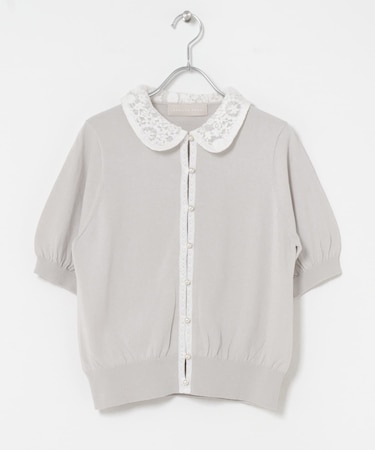 MARILYN MOON　LACE COLOR KNIT CARDIGAN