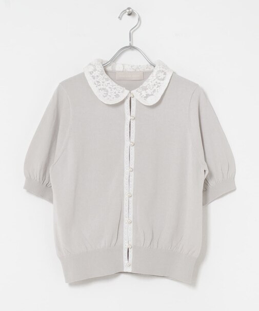 MARILYN MOON　LACE COLOR KNIT CARDIGAN