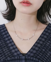 ステンレスカーブバーパールネックレス