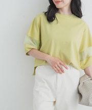 異素材ドッキングスリーブプルオーバー