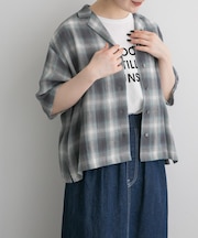 FORK&SPOON　メッシュチェックシャツ