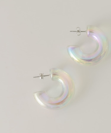 クリアボリュームフープピアス