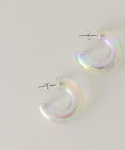 クリアボリュームフープピアス