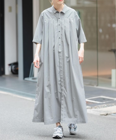 FORK&SPOON　タックシャツワンピース