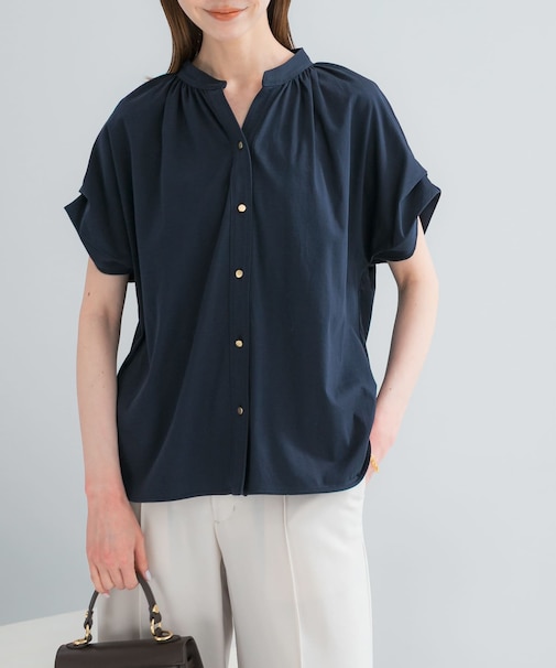 『WEB／一部店舗限定』汗染防止デザインボタンカットブラウス