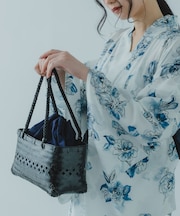 『WEB／一部店舗限定』スクエアバンブーカゴバッグ