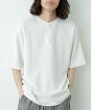ワッフルヘンリーネックTシャツ