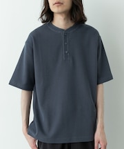ワッフルヘンリーネックTシャツ
