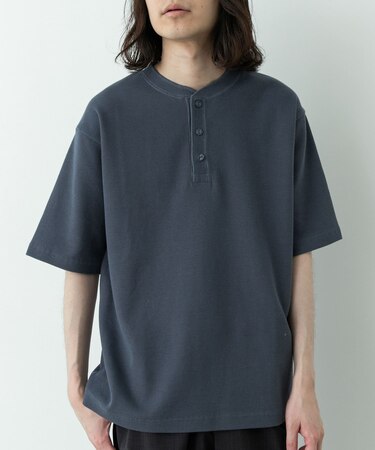ワッフルヘンリーネックTシャツ