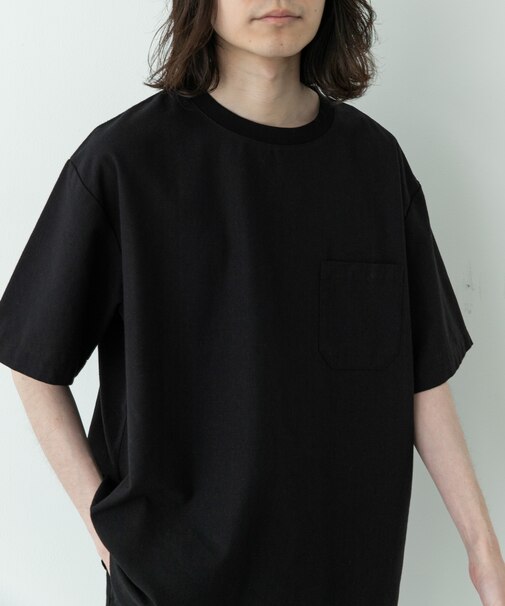 接触冷感リネン混ショートスリーブTシャツ