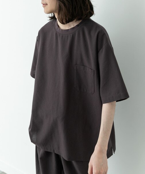 接触冷感リネン混ショートスリーブTシャツ