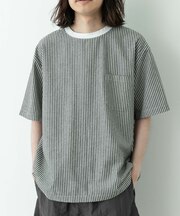 接触冷感リネン混ショートスリーブTシャツ