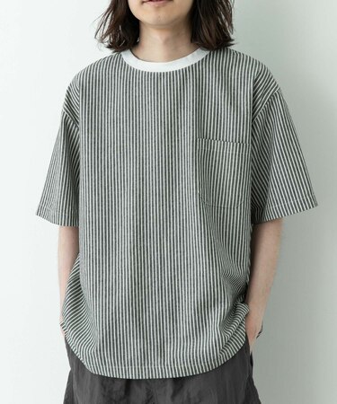 接触冷感リネン混ショートスリーブTシャツ
