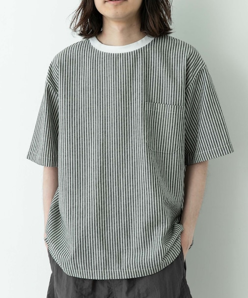 接触冷感リネン混ショートスリーブTシャツ
