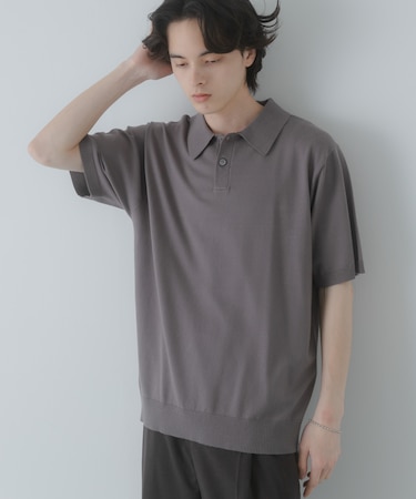 『洗濯可』ストレッチニットポロショートスリーブTシャツ