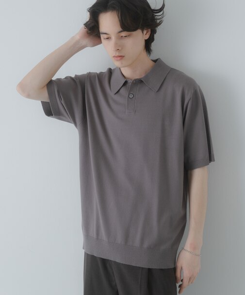 『洗濯可』ストレッチニットポロショートスリーブTシャツ