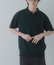 『洗濯可』ストレッチニットポロショートスリーブTシャツ