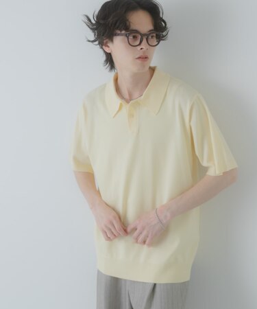 『洗濯可』ストレッチニットポロショートスリーブTシャツ