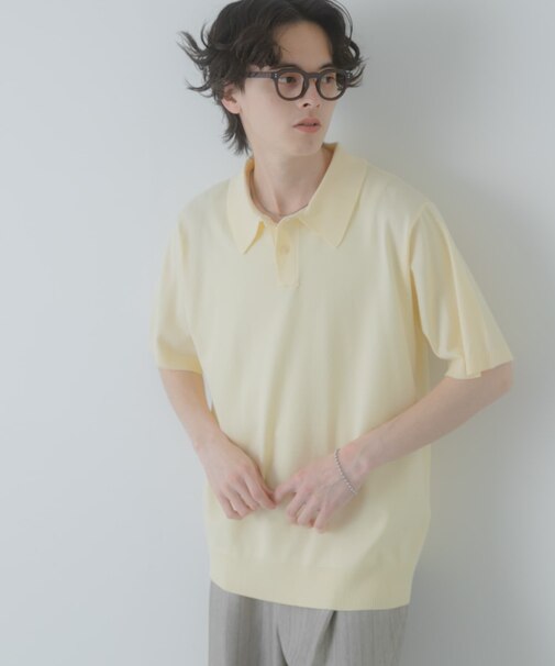 『洗濯可』ストレッチニットポロショートスリーブTシャツ