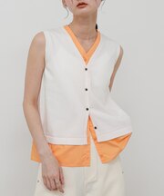 『洗濯可』シャツドッキングレイヤードニットベスト