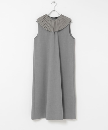 mizuiro-ind　PLEATS COLLOR NO-SLEEVE ONE-PIECE