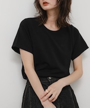 汗ジミ防止コクーンスリーブクルーネックTシャツ