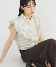 バルーンスリーブチェックシャツ
