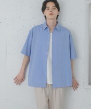 メランジレギュラーカラーショートスリーブシャツ