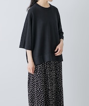 リネン半袖クルーネックニット