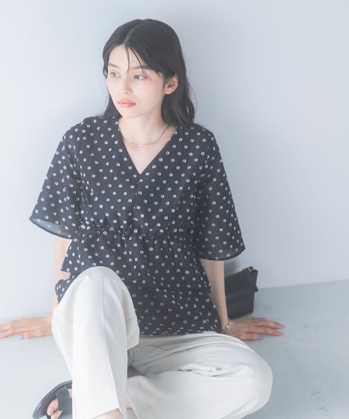 『WEB限定』ジャガードペプラムブラウス