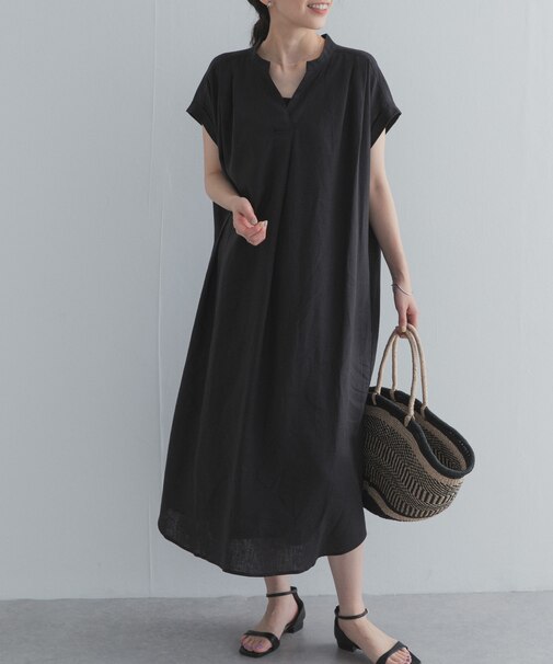リネンレーヨンスキッパーフレンチワンピース